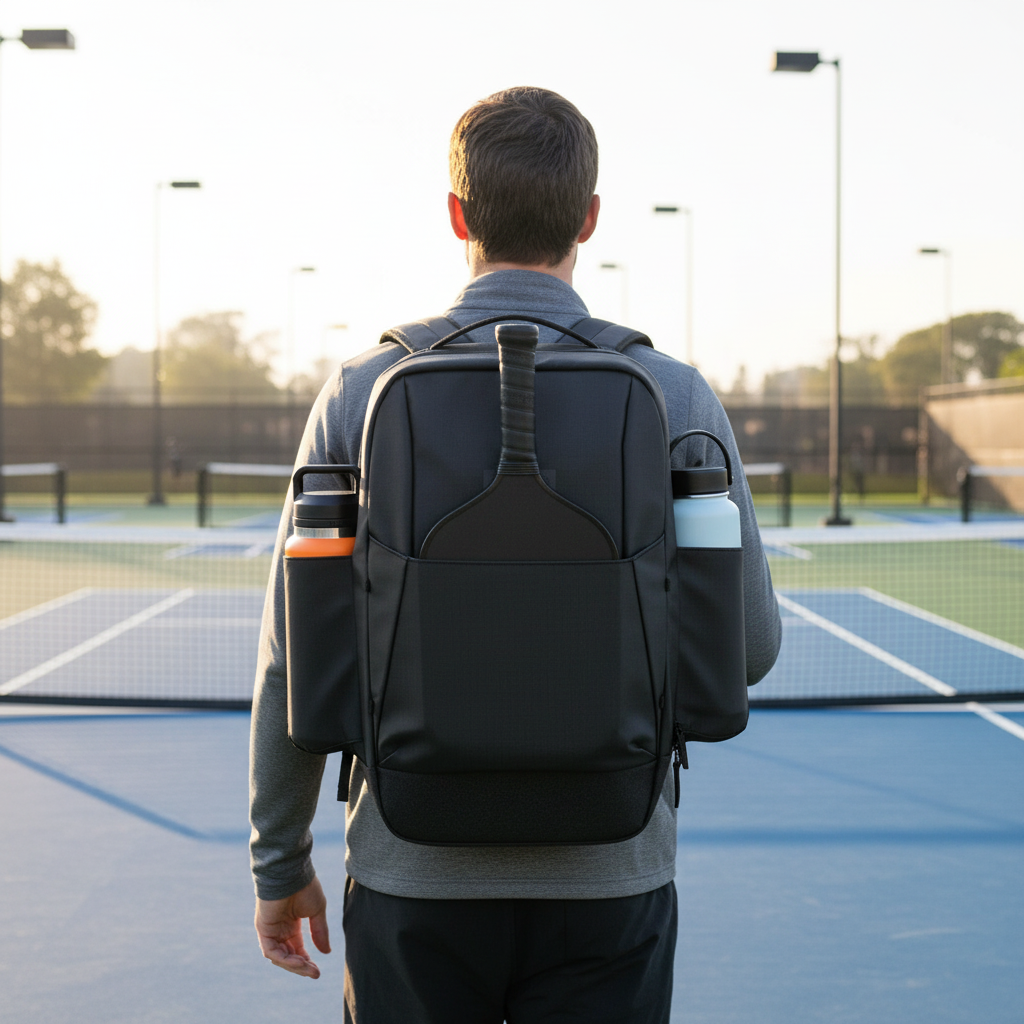 Player carrying a premium pickleball backpack to the court — comparing the best high-end pickleball bag options 2026