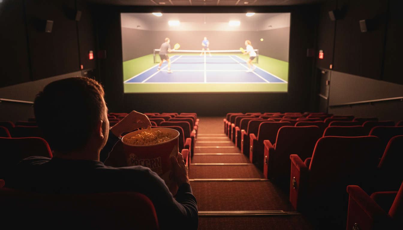 Cinematic scene evoking 'The Dink' — Ben Stiller's pickleball movie coming to Apple TV+