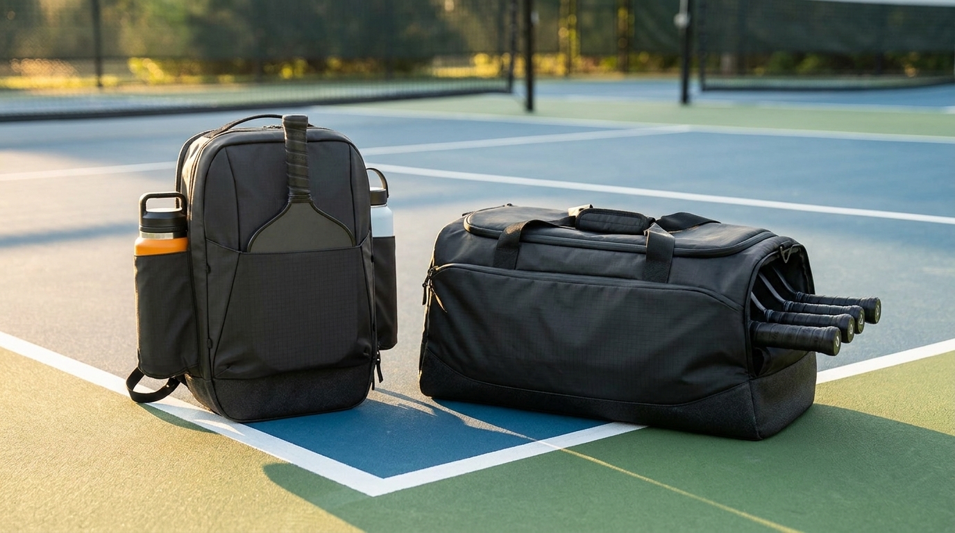 FORWRD Court Caddy vs HEAD Pro Pickleball Bag comparison on outdoor pickleball court