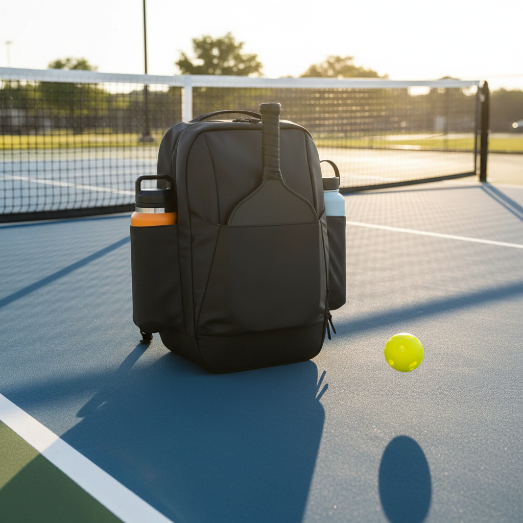 Outdoor pickleball court in bright sunlight — conditions where photochromic lenses adapt automatically