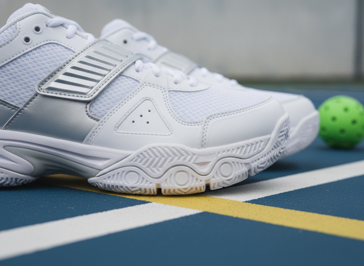 Wilson Intrigue Pro pickleball court shoe showing Duralast outsole tread and court surface grip detail