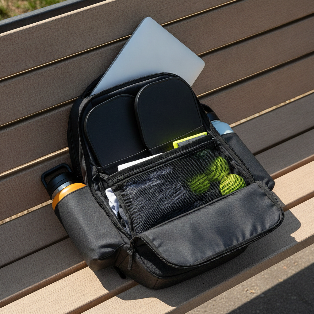 Pickleball player loading bag into car trunk before tournament